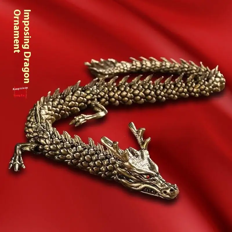 1Pcs Home Decoration Gifts Moveable Body Joints Antique Alloy Lucky Dragon Desktop Office Crafts 3D Dragon Statue Ornament