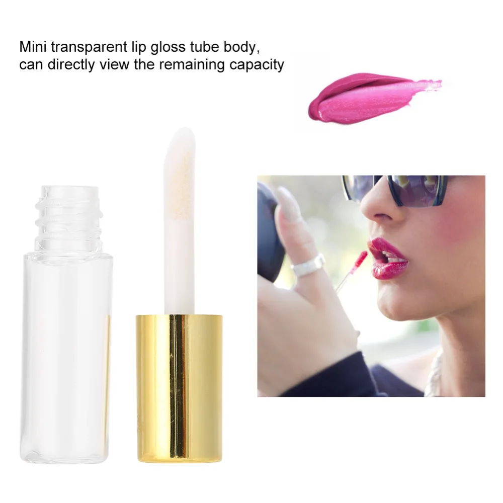 45Pcs 1.2ML Gold Lip Gloss Tubes Gold Plastic Gold Lid Cosmetic Subpackaging Vials 45Pcs Makeup Dispensing Tubes