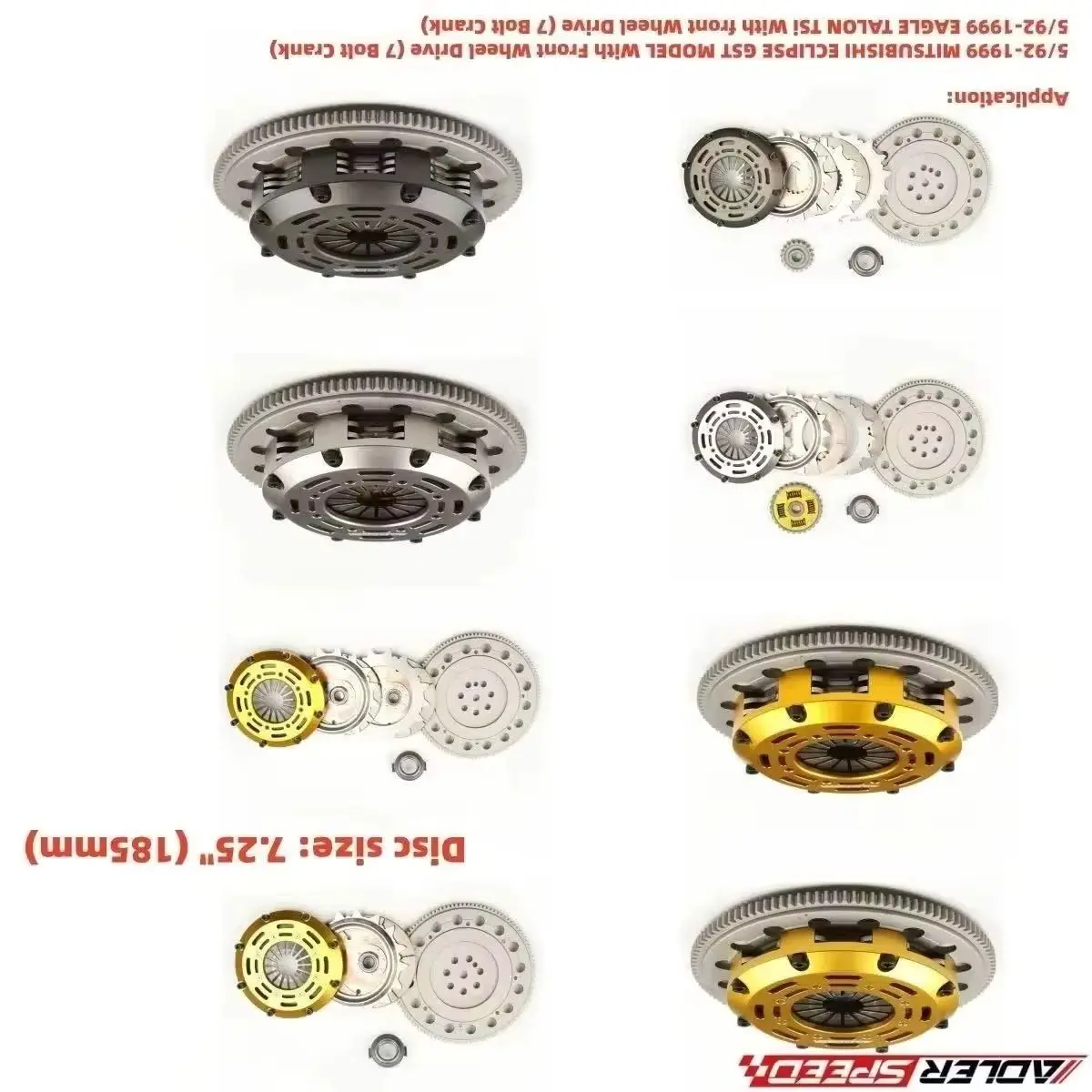 

ADLERSPEED Sprung/Racing Clutch, одинарный/двойной/потройной диск, комплект сцепления для MITSUBISHI ECLIPSE GST/ECLIPSE TALON GST TSI FWD, 7 болтов