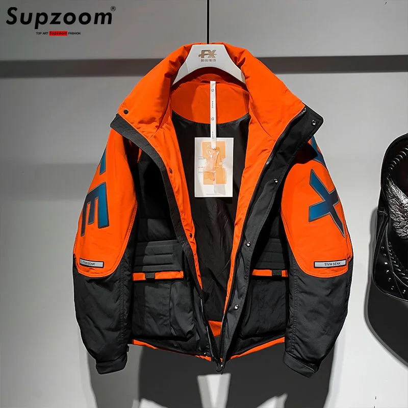 Supzoom nova chegada casual gola masculina cor emenda inverno na moda pão casal estrelado engrossado casaco de algodão-acolchoado jaquetas