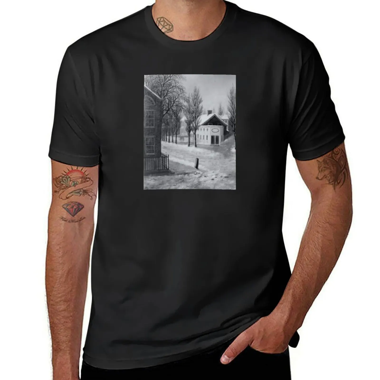 

Brooklyn Street in Winter T-Shirt Blouse vintage plain Men's t-shirt