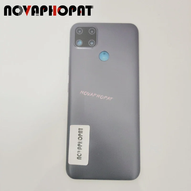 

Novaphopat Original For Realme C25 Battery Cover Back Rear Door Housing Case Back Cover Camera Lens Side Power Volume Key Button