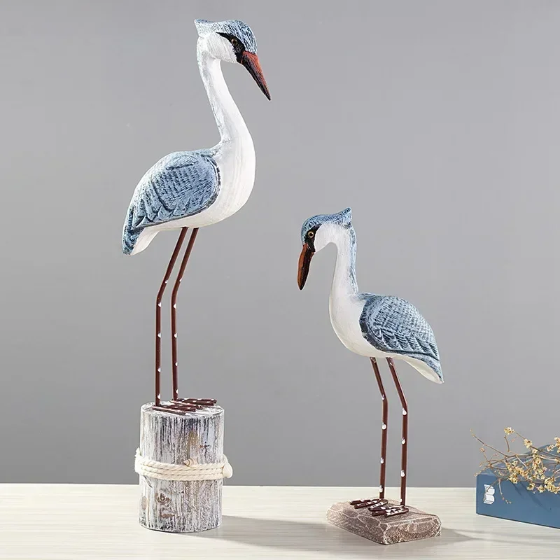 Wood Sea Bird Statue Home Decor Children's Room Model Room Animal Figurines Home Decoration Table Decorations