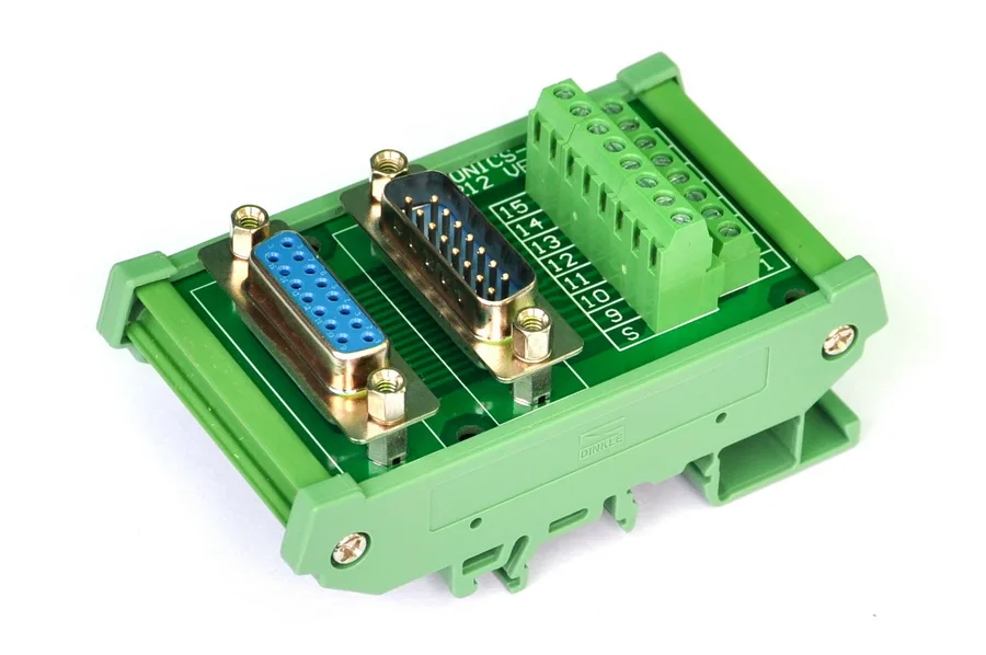 ELECTRONICS-SALON DIN Rail Mount D-SUB DB15 Male/Female Header Interface Module, DSUB Breakout Board.