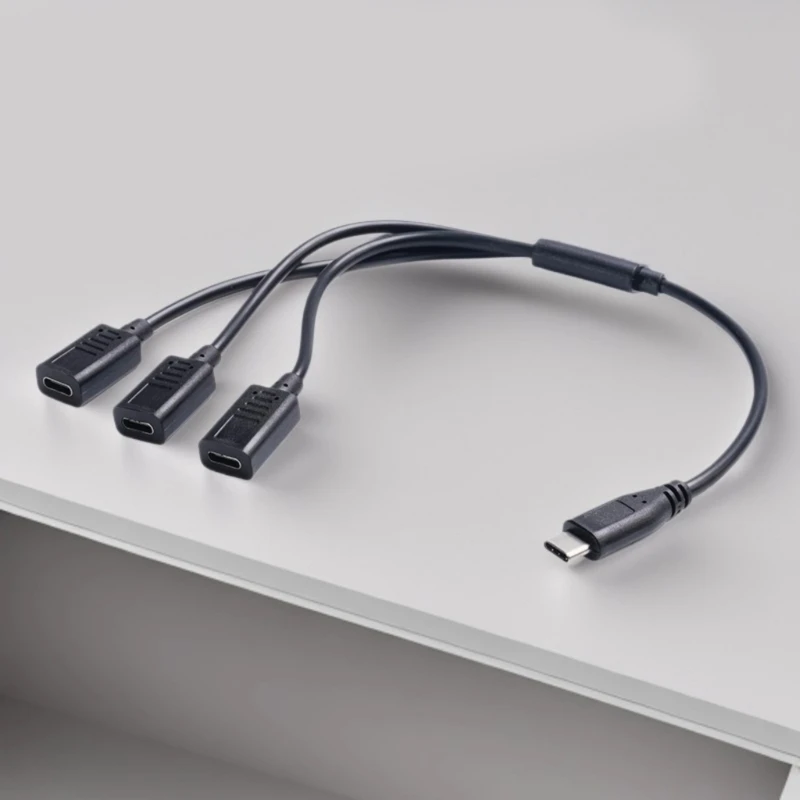 

Pocket Size Type C Splitter with 30cm Cable Facilitating Easy Storage Multiple Devices Charging for Various Electronics 896C