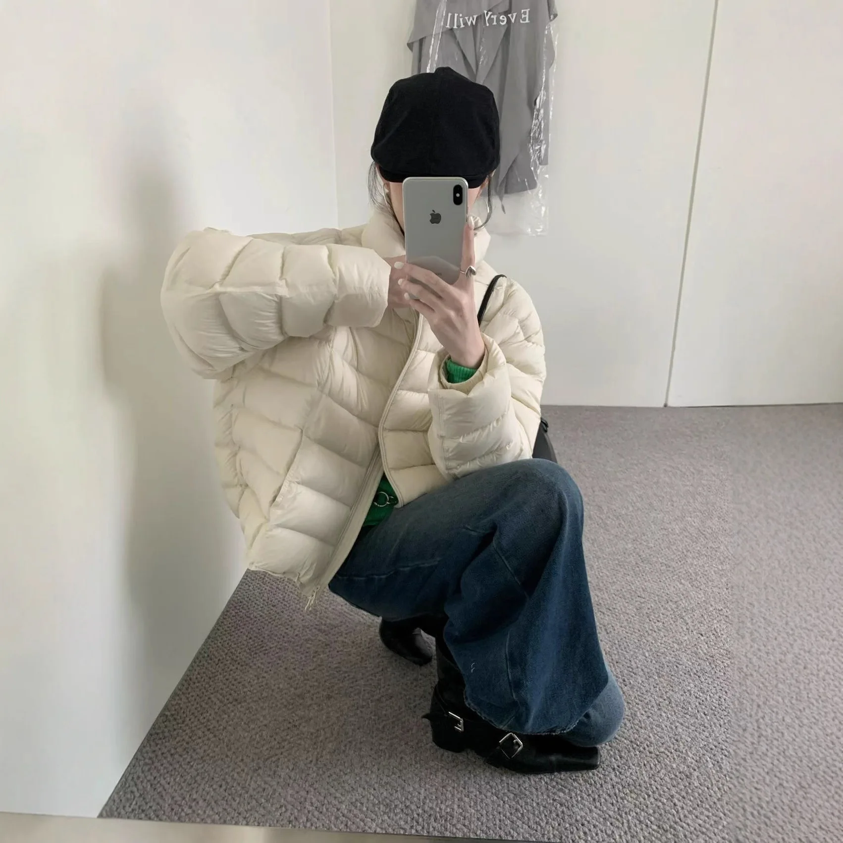 Damska krótka kurtka puchowa - Nowy styl jesienno-zimowy, modna kurtka puchowa z podwójnym kołnierzem, ciepła, gruba, uniwersalna, modna.