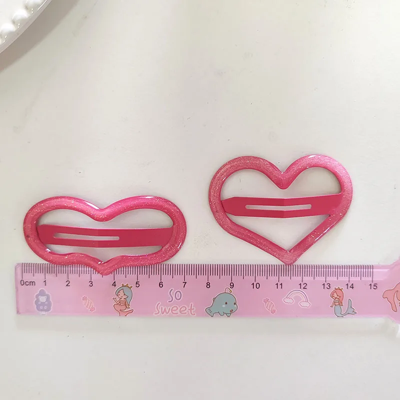 2pc Alloy Big Heart Colorful BB Hairpin Hair Clips for Women Girls Childs Gift Hair Accessories Party Holiday Ornament