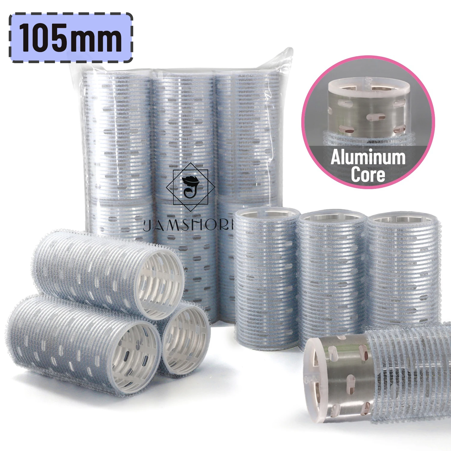6pcs Thermal Ionic Self Grip Hair Rollers Set Ceramic Hair Curlers for Bangs Aluminum Core Women Hairstyle Extra Long 105mm 1939