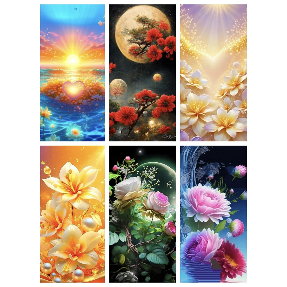 

DIY 5D Diamond Painting Gold Sunshine Flower Rose Scenery Diamond Embroidery Mosaic Cross Embroidery Home Decoration