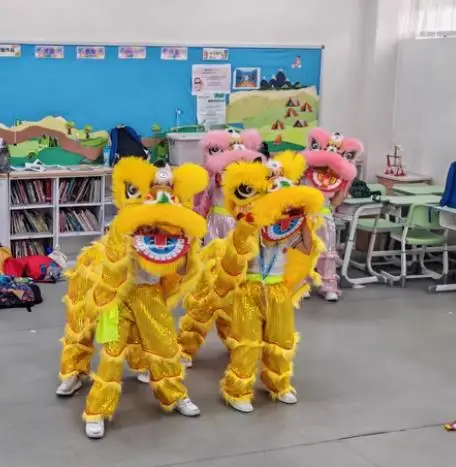 

Fun playing 12 inch Royal Lion Dance Mascot Costume Kid Cartoon Game New Year Prop Outfit Dress Party Carnival Festival