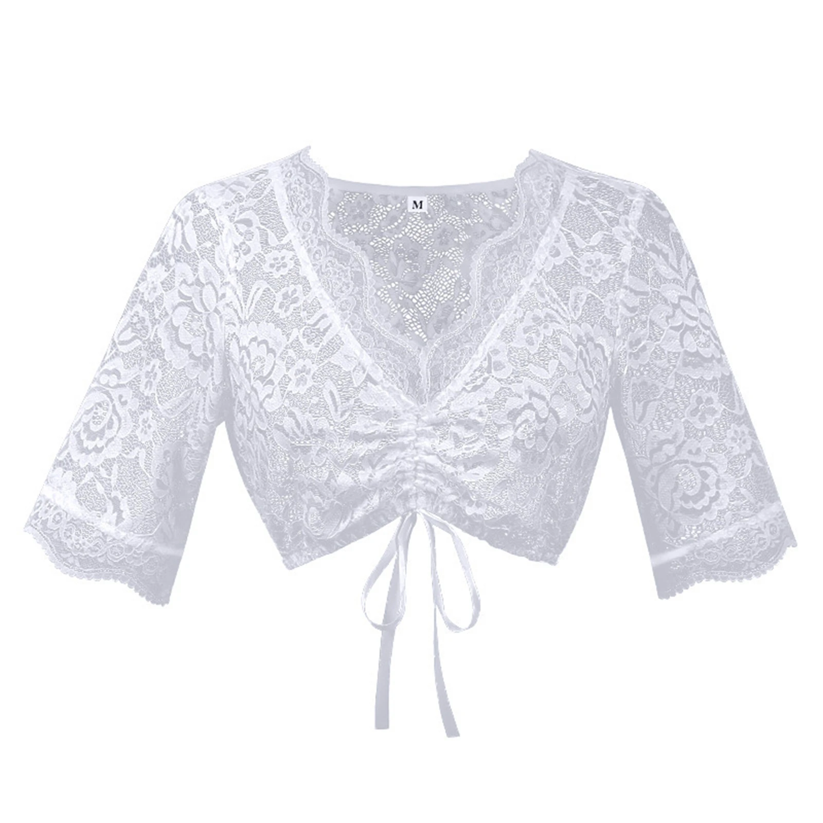 Oktoberfest Short Top Shirt Women White Lace Corset Stage Performance Sexy Lace Up Lingerie Halloween Party Beer Short Sleeve