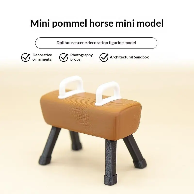 Realistic Mini Pommel Horse Ornament Durable Dollhouse Decoration for Sand Table Scene Layout Photography Props