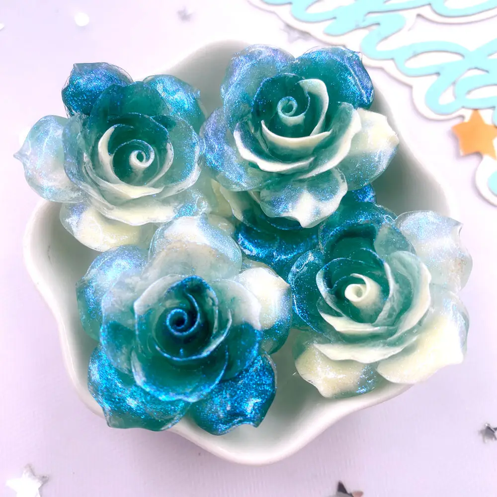 4 SZTUK 32mm AB Żywica Gradient Kolorowy Kwiat Lotosu Flatback Kwiat Rhinestone Scrapbook Decor DIY Odzież Rękodzieło Akcesoria — zdjęcie 5