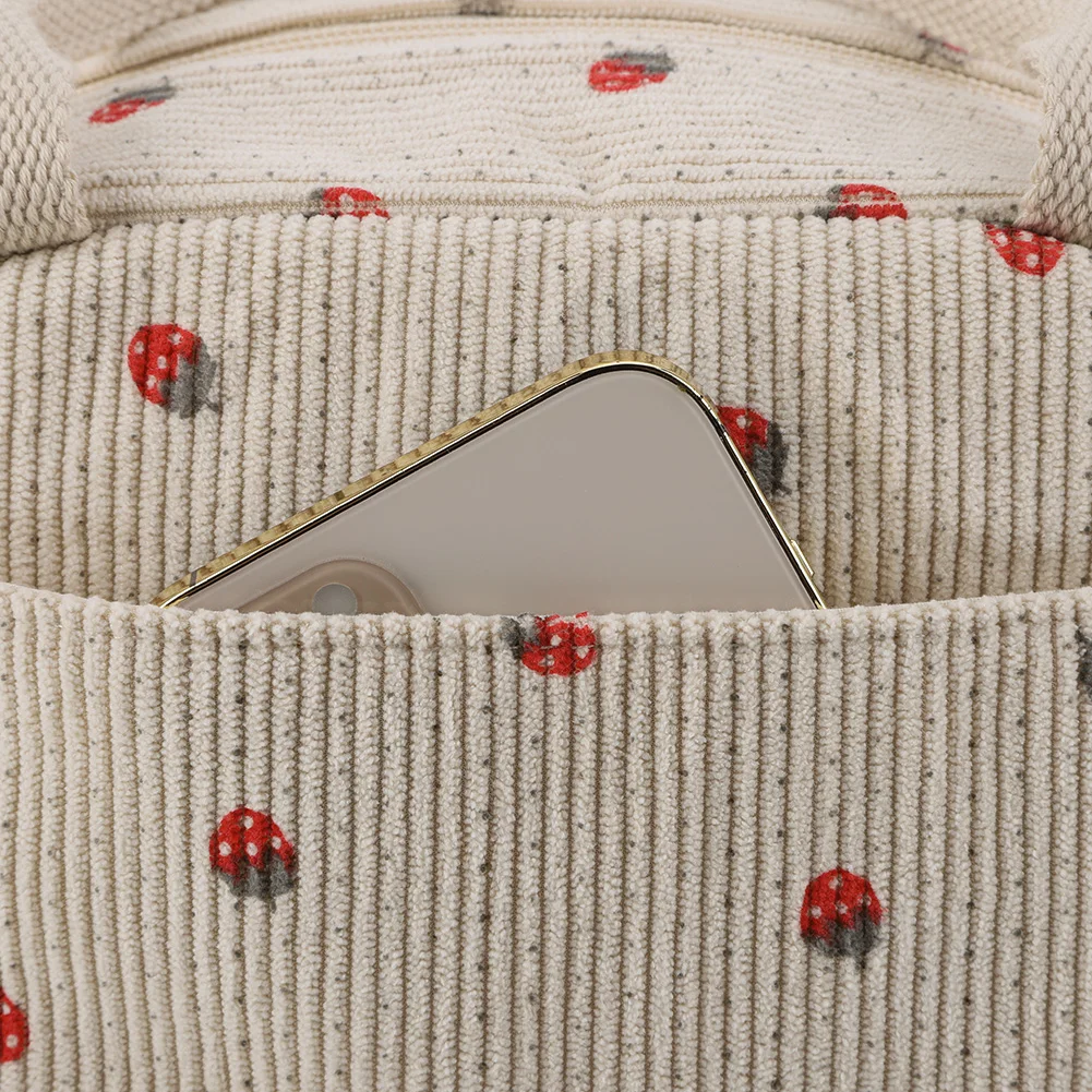Cute Corduroy Lunch Bag for Women Reusable Insulated Lunch Box Large Capacity Reusable Insulated Cooler for Work Picnic Travel