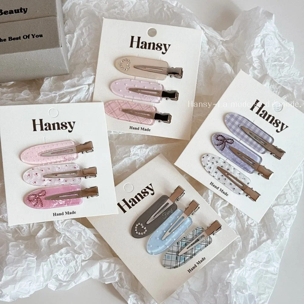 3 Stück Süße Haarspangen ohne Biegung, Nahtlose Strass-Haarnadeln, Niedliche Bedruckte Bunte Seitenpony-Clips, Mädchen-Haaraccessoires – Detail 2