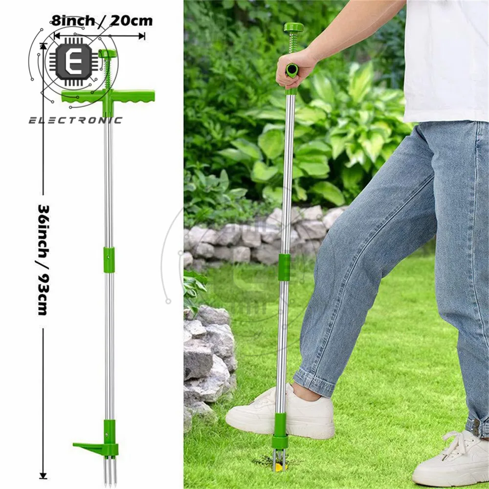 

Root Remover Outdoor Weeder Portable Manual Garden Lawn Long Handled Aluminum Stand Up Weed Puller Lightweight with Foot Pedal