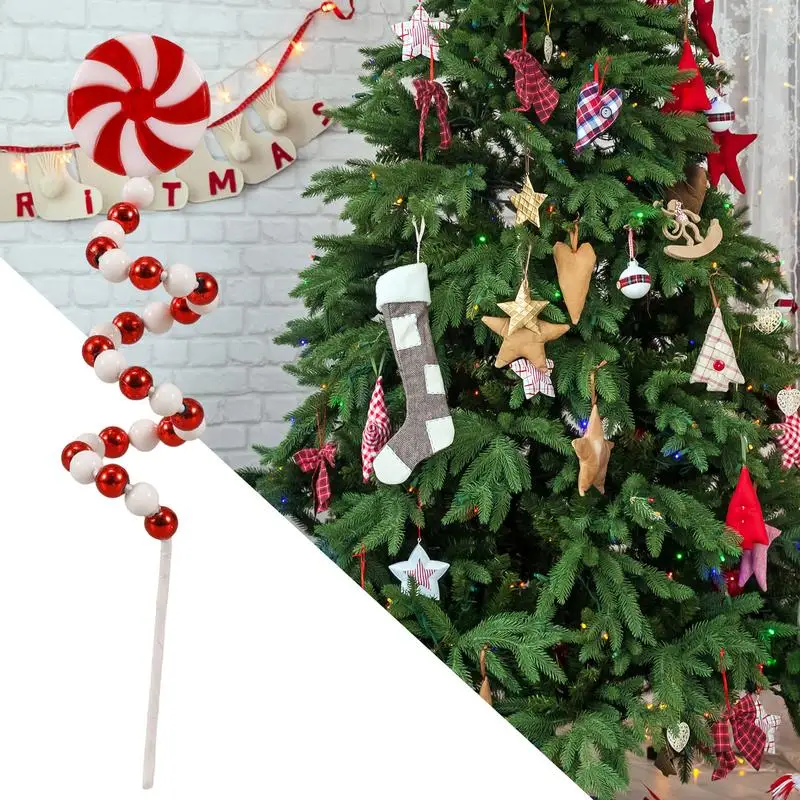 Christmas Picks Curved Stem Ornaments Candy Shape Holiday Lollipop Ornament Scene Layout Decorative Sticks for Winter New Year