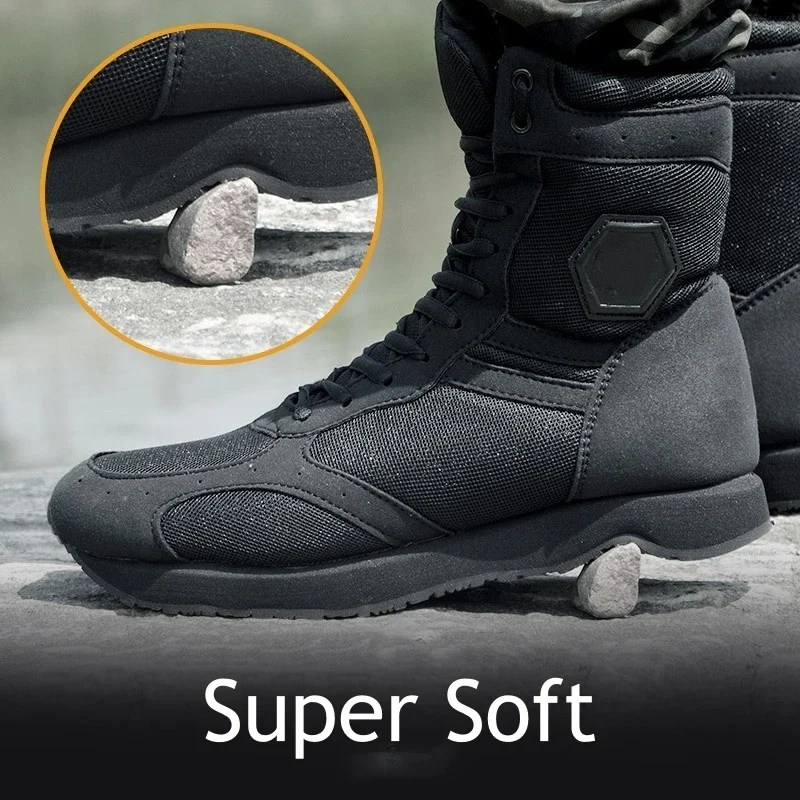 

Ultralight Military Combat Boots Mens Black Work Shoe Outdoor Run Desert Hiking Shoes Army Training Tactical Boots Male Sneakers