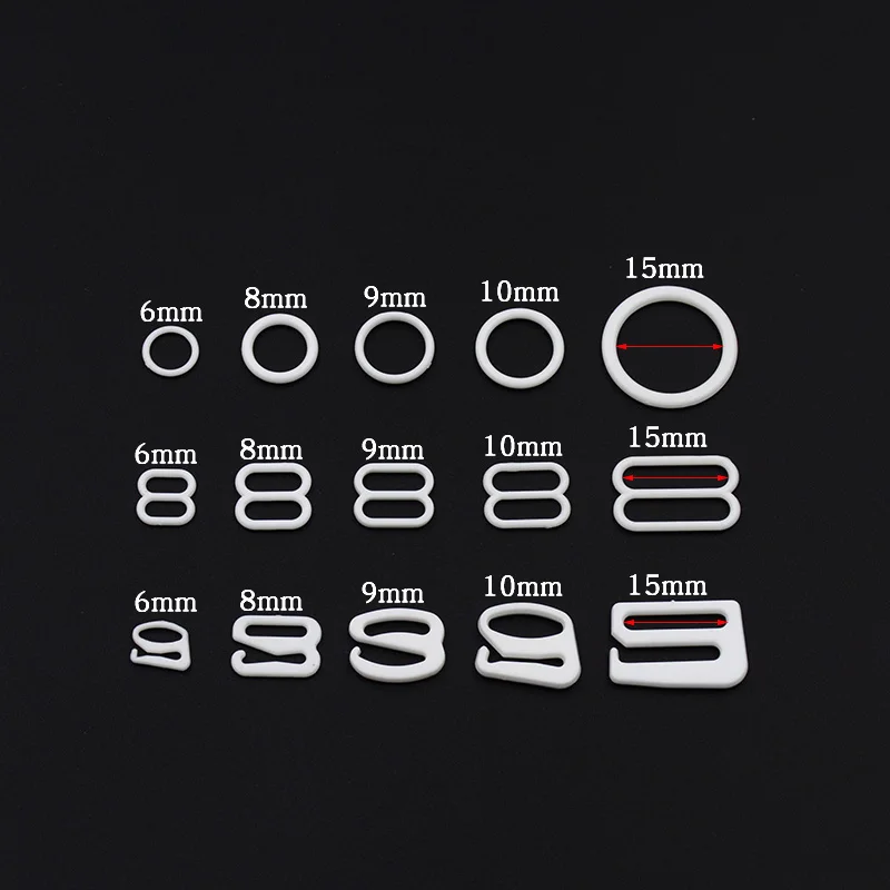 10 sets/lot white black type transparent bra rings and sliders strap adjusters buckles clips underwear adjustment DIY accessori