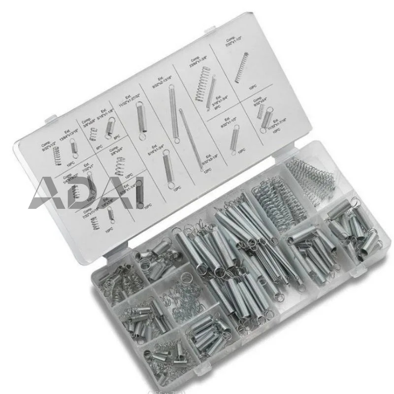 

200PCS spring set, tension spring, compression spring, 20 specifications, transparent PP plastic box, hardware accessories