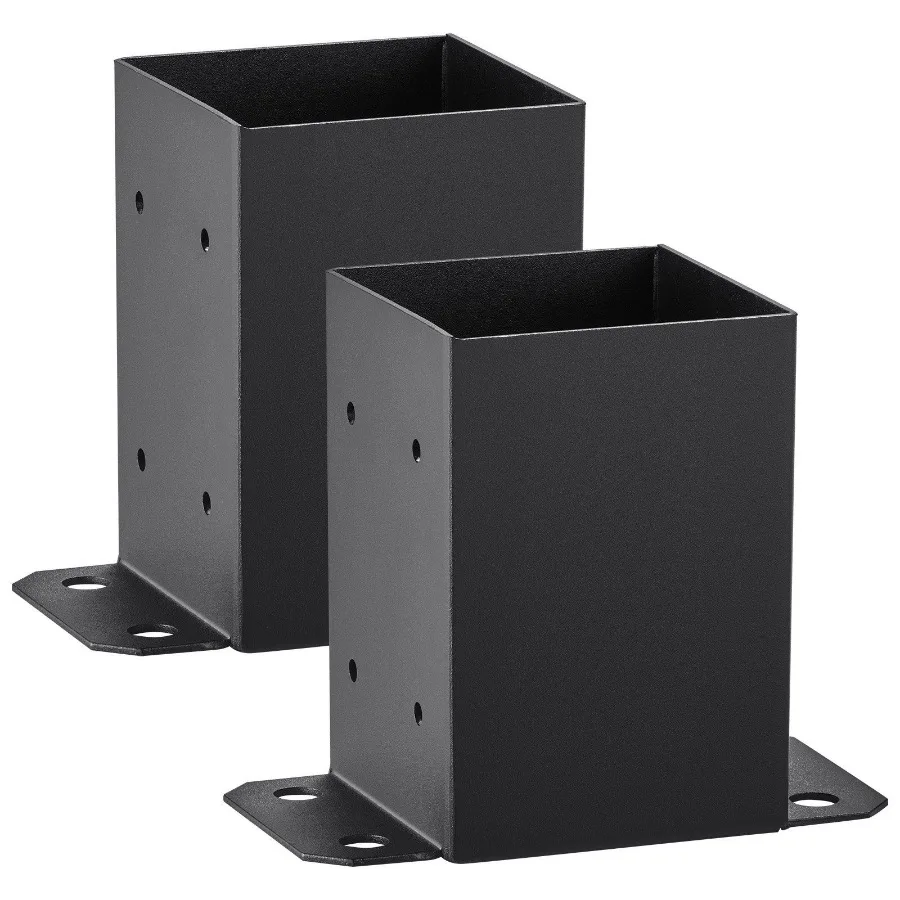 

4x4 Post Base 2 Pcs Inner Size 3.6x3.6 Post Base Brackets Heavy Duty PowderCoated Post Anchor Matte Black Wood Post Brackets f