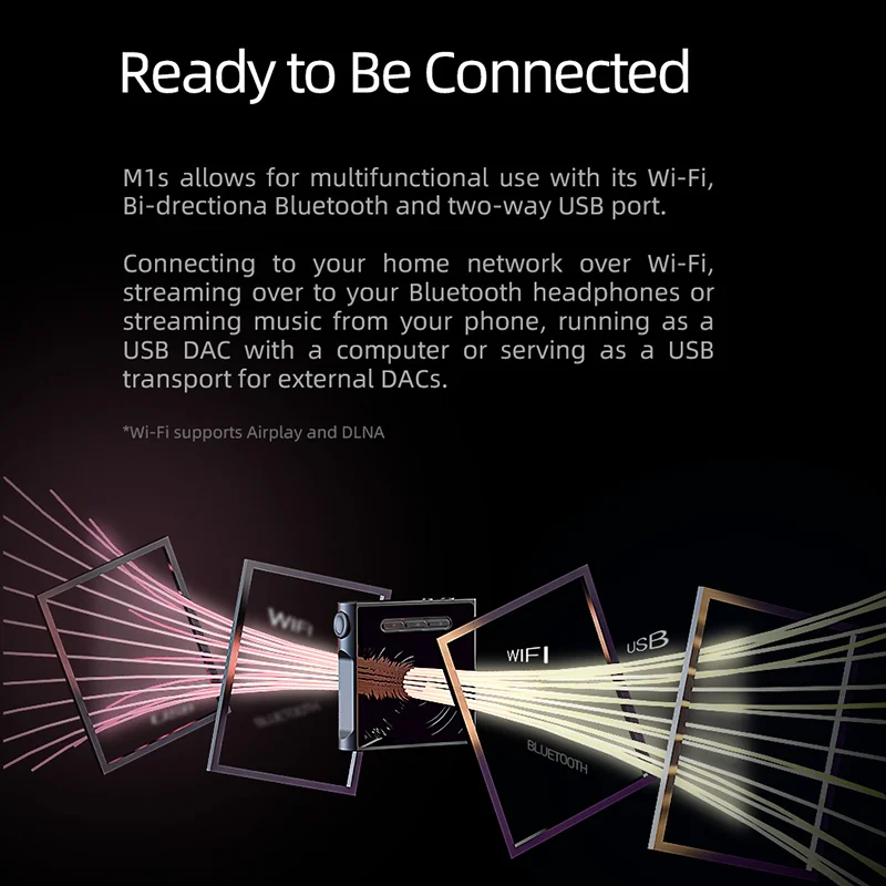 Shanling M1S เครื่องเล่นเพลง MP3แบบพกพา Bluetooth5.0 mqa ES9038Q2M DAC 2 RT6863แอมป์3.5มม. 4.4มม. ตัวถอดรหัส USB