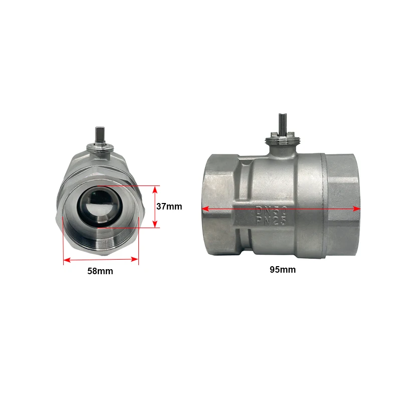 Detalhe 1 de Válvula solenoide DN40 DN50 Electric Motorized Thread 304 Stainless Steel Ball Valve Body Água e vapor