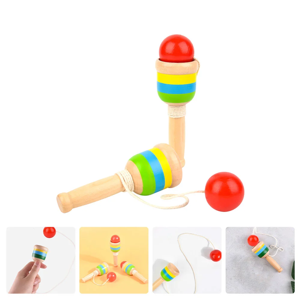 2 PCS Children's Skills Cup Wooden Toy Educational Childrens Toys Creative Kendama Mini Catch Balls Puzzle and Game Gift for