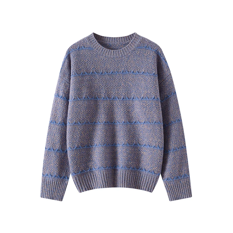 

Three-Dimensional Osmanthus Needle Floral Yarn O-Neck Pullover 100% Pure Wool Sweater Women 2024 Autumn/Winter Knit Jumper Women