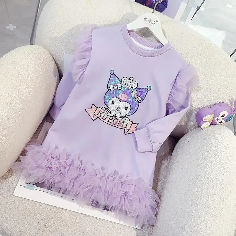 

Sweet Kawaii Sanrio Kuromi Anime Long Sleeve Hoodie Dress Cute Cartoon Loose Girly Shirt Skirt Clothing Lovely Gifts Toys