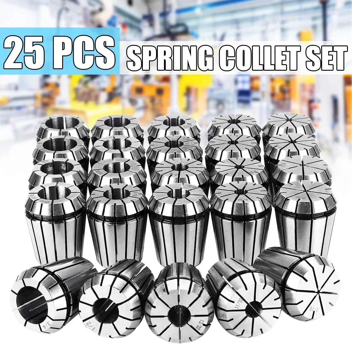 25Pcs ER32 Metric Spring Collet Fit CNC Milling Machine Engraving Lathe Tool