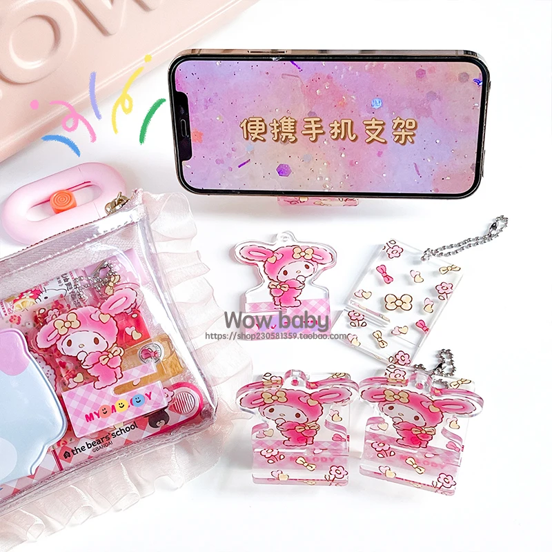 My Sweet Piano Mymelody Cell Phone Bracket Cute Cartoon Travel Portable Support Frame Acrylic Transparent Pendant Phone Holder