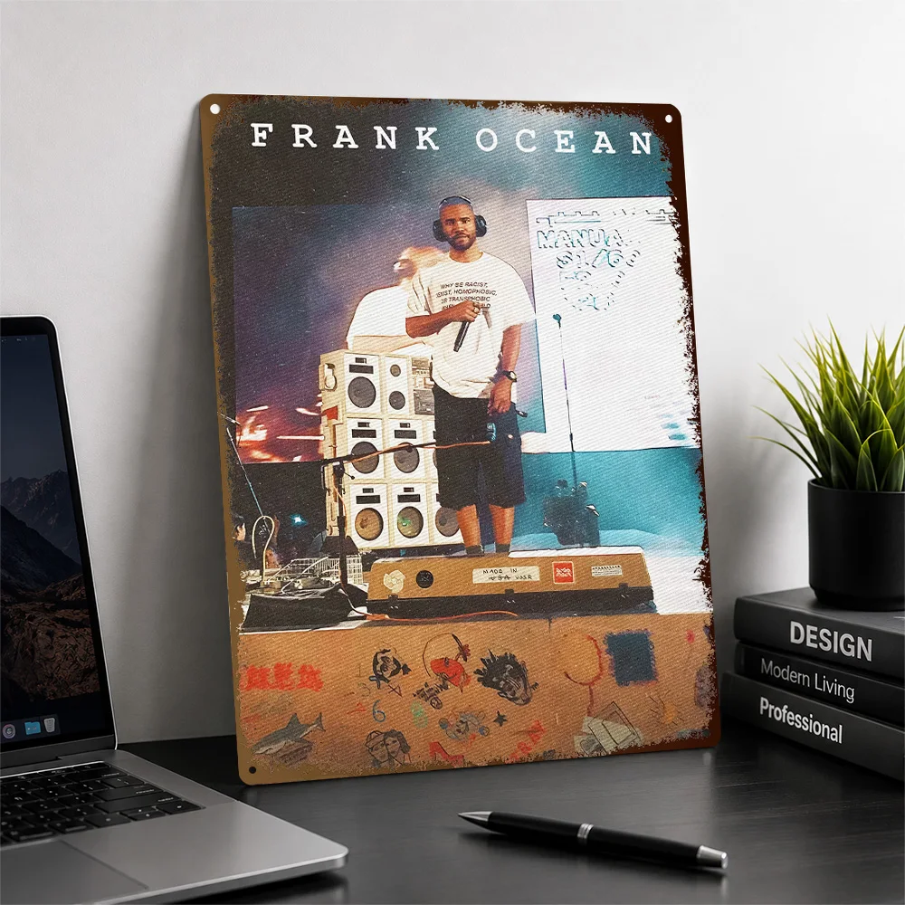 Frank Ocean On Stage Aluminum Poster Personalized Metal Sign Vivid Soulful Performer Tribute Wall Art Perfect For Home Studios