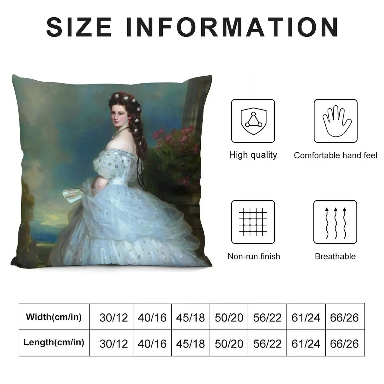 Portrait Of Empress Elisabeth of Austria by Franz Xaver Winterhalter-The Bavarian Rose — Empress Sissi. Ceremonial Throw Pillow