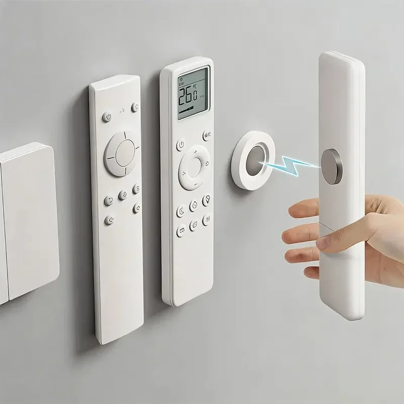 Soporte Magnético para Control Remoto sin Necesidad de Taladrar (3/6/12 Piezas) - Soporte de Pared para Controles Remotos de TV/AC/DVD/Aire Acondicionado, Diseño Blanco que Ahorra Espacio
