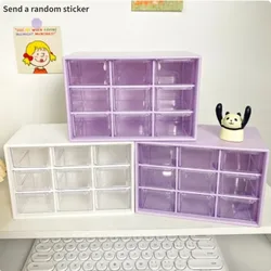 Desktop 9 Grid Storage Boxes Organizer Transparent Small Drawer Partitioned Student Desk Wall-mounted Sundries Storage Box