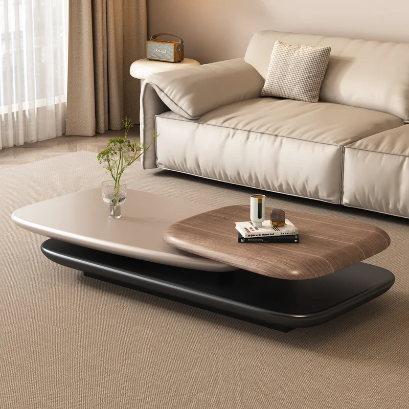 Rotating Coffee Table Italian Designer Creative Floating Large Household High-end Wood Tea Table