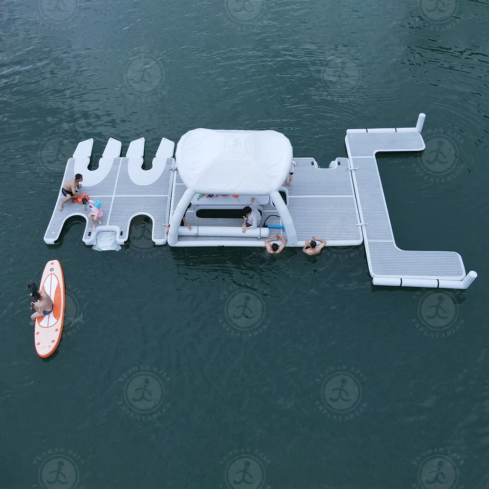 Multi-purpose Inflatable Tent Pontoon, Durable Floating Platform for Relaxing at the Beach, Pool, or Lakeside