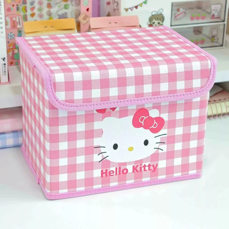 

Hello Kitty Cartoon Anime Cute Kawaii Home Dormitory Desktop Toy Decoration Sorting Storage Foldable Box with Lid Wholesale