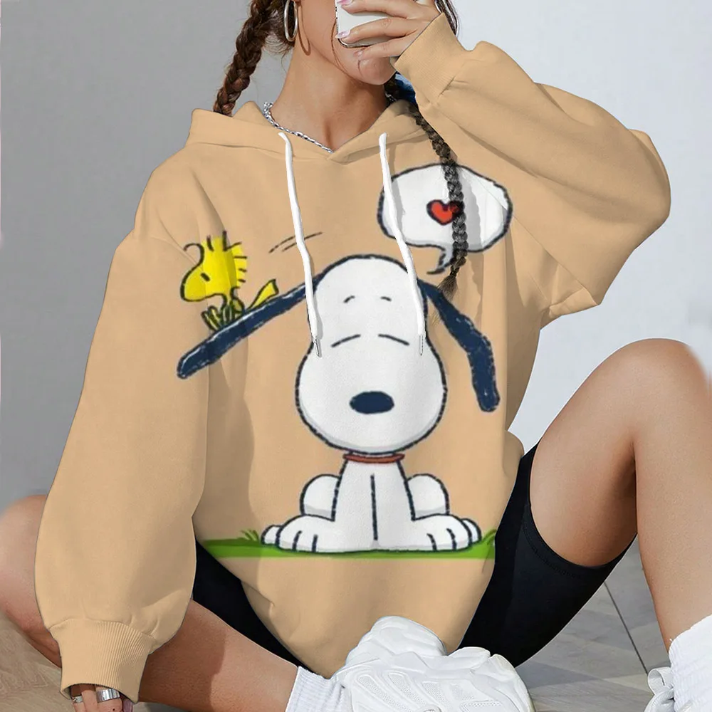 2026 سنوبي مطبوعة هوديي المرأة قميص رياضي شتوي الأساسية فضفاض هوديي ملابس جيب عادية