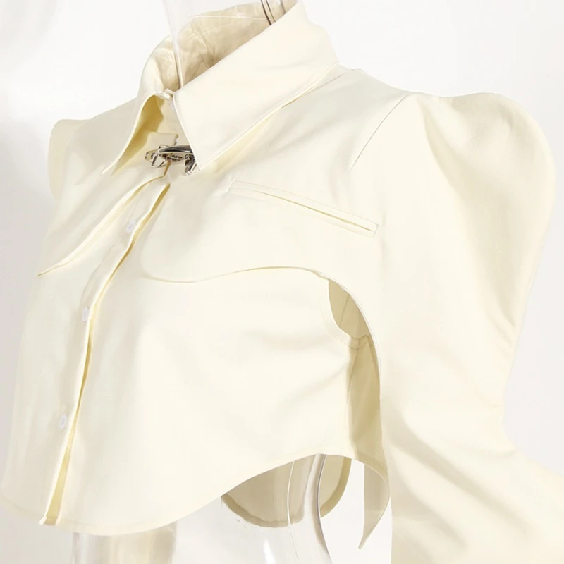 Women Spring Autumn Outerwear Shirt Waisted Long Sleeve Vest Shawl New Button Fake Two Short Niche Vintage New Comfortable