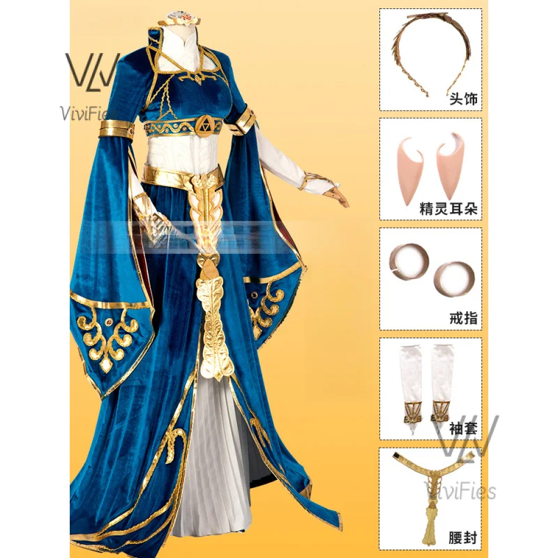 botw zelda blue dress Zelda Blue Dress from Breathe of The Wild Royal outfit cosplay costume –  MJcostume