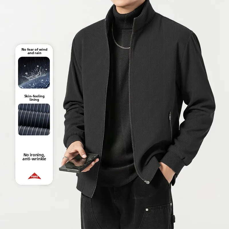 

Brand Men's Jackets 2025 New Autumn Fashion Loose Waterproof Zipper Pocket Work Coat Male Casual Stand Collar Windproof Jacket