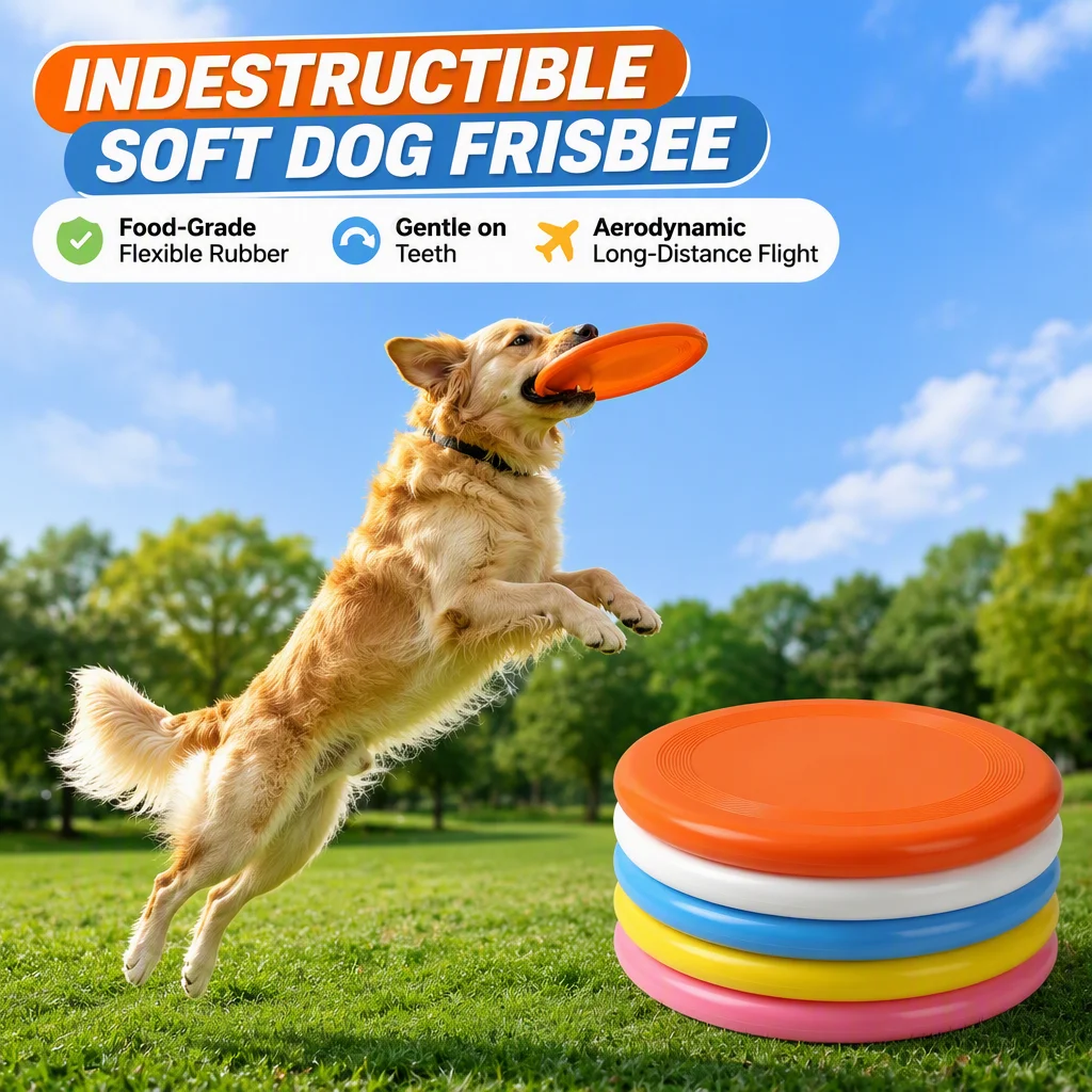 Flying Disc Dog Training Toy - Soft Rubber Dog Flying Disc Toy,