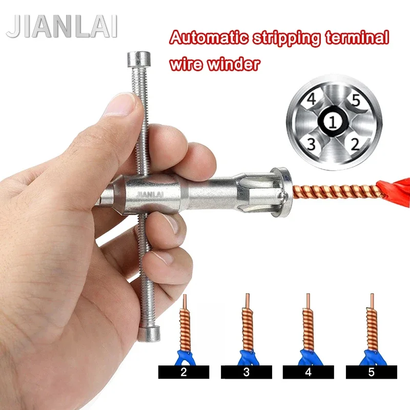 

Automatic electrician wire stripper, cable stripping, twisted wire connector, universal terminal winding