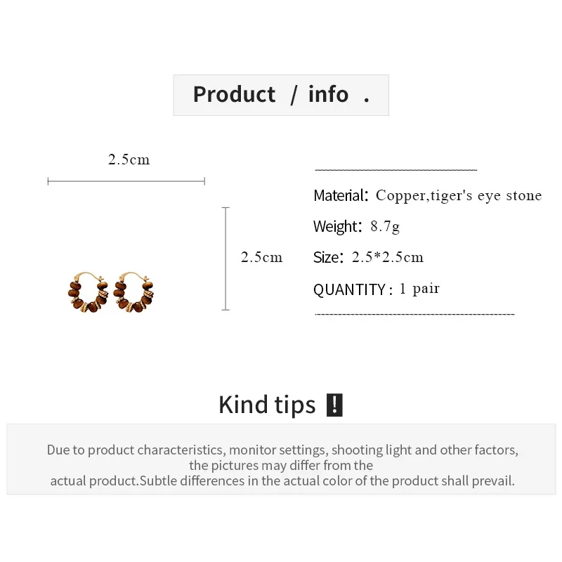 Round Geometric Brown Hoop Earrings for Women French Vintage Light Luxury Ear Buckles Elegant Fashion Party Jewelry Gifts image 6