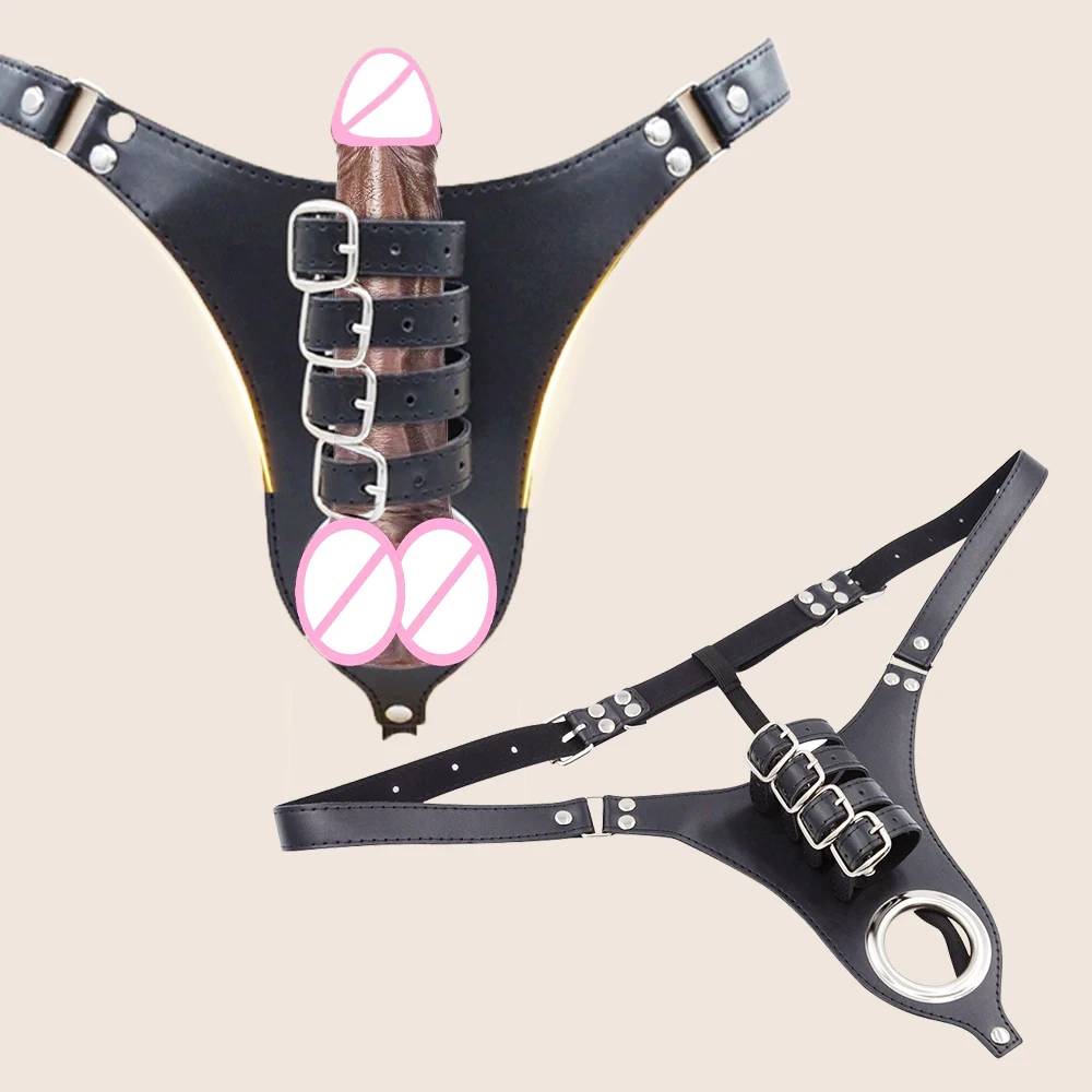 Strapon Male Chastity Pants Belt Sexy Lingerie Panties Harness Leather Thong SM…