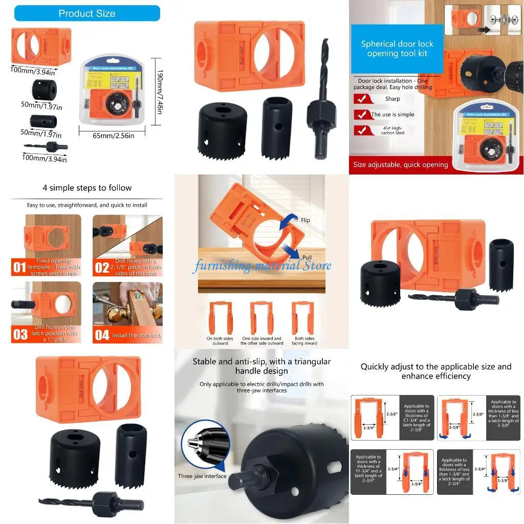 

Y5GD 4Pcs Standard Door Lock Installation Adjustable Thickness 1 3/8 to 1 3/4 Inches Backset Option