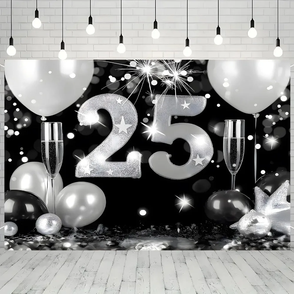 Elegant Silver Black Balloon Themed Banner Background, Birth