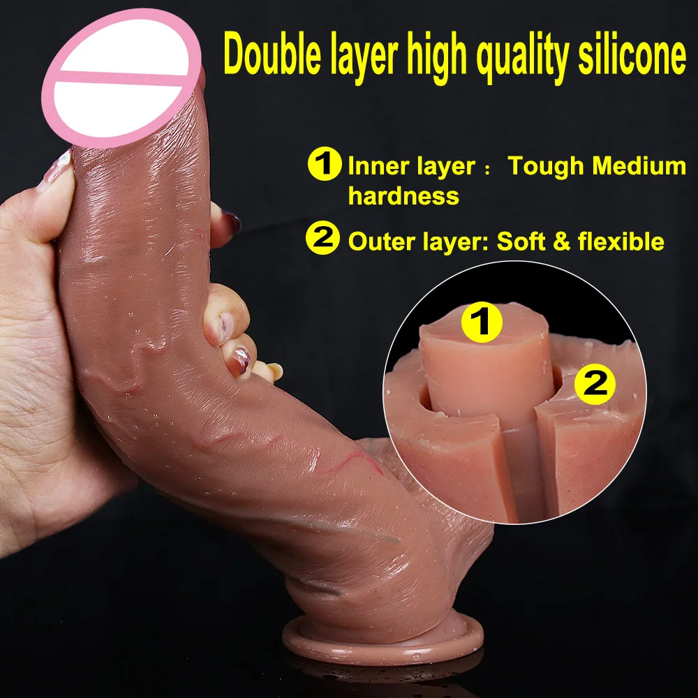 11.02in Huge Dildo Soft Penis Sexy Female Sex Toys Masturbator Double-layer Silicone Suction Cup Dildos for Women Big Dick Cock